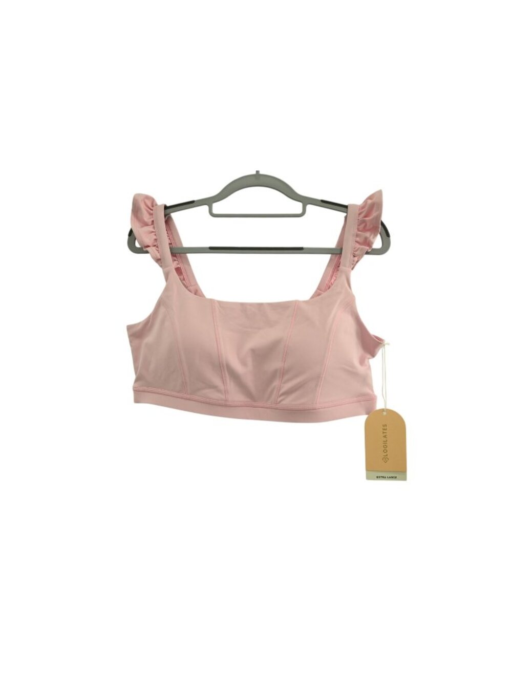 NWT Blogilates Ruffle Corset Bra Sz XL Pink Longline Light Support Athletic